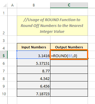 Round Off a Number to the Nearest Integer in Excel