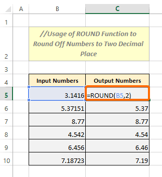 Round Off a Number up to Two Decimal Places in Excel