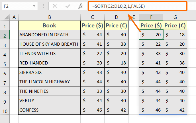 How to Sort Data in Excel Using a Formula (7 Formulas) - Excelgraduate