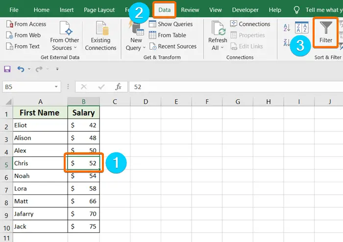 Use the Filter Command to Sort by Number in Excel