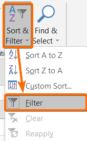 Use the Filter Command to Sort in Excel by Name Alphabetically