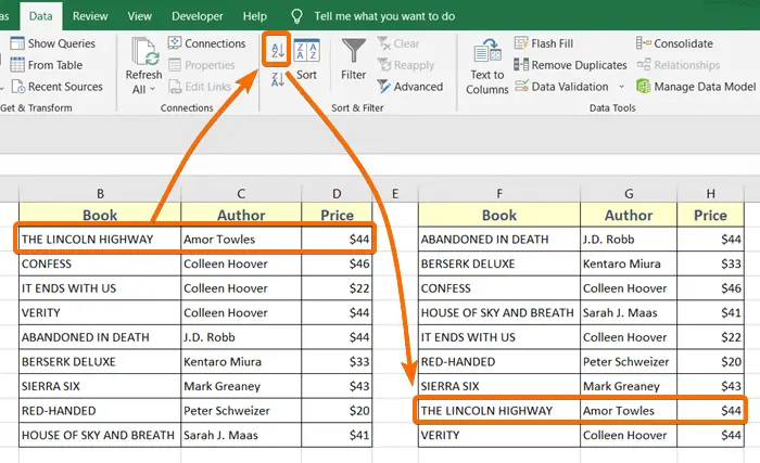Sort Alphabetically in Excel and Keep Rows Together