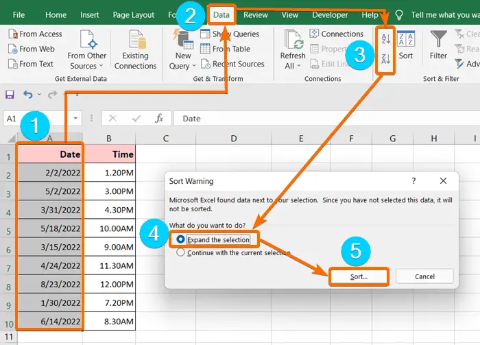 How to Sort in Excel by Date (3 Ways)