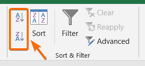 Use the A-Z or Z-A Button to Sort in Excel by Date