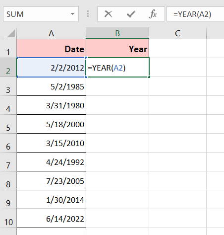 Sort Year in Excel DD/MM/YYYY