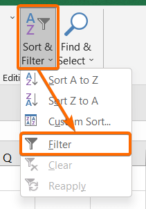 Use the Filter Command to Sort in Excel by Date