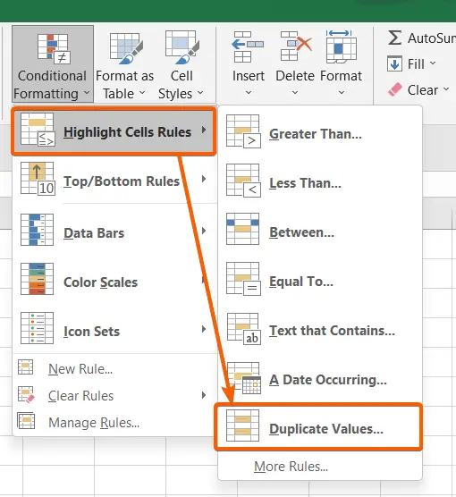 Use the ‘Duplicate Values’ Command to Find Duplicates in Excel