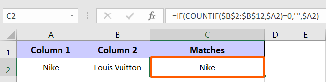 Returning matched duplicate value with IF and COUNTIF functions