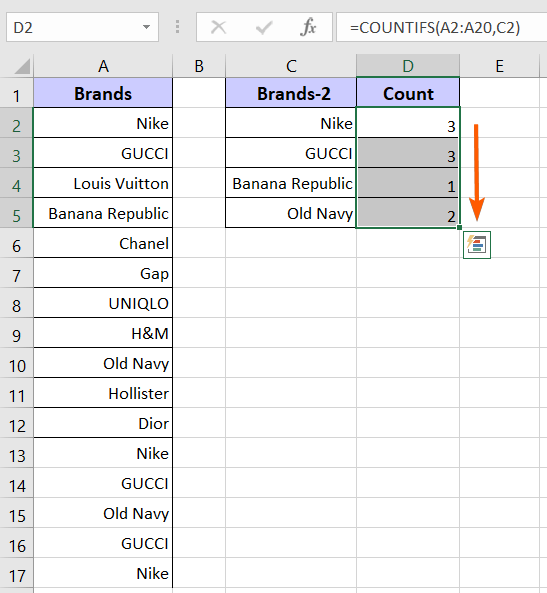 Output: Count Duplicates in Excel