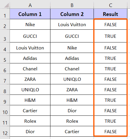 Indicate Duplicates using True/False in Two Columns in Excel