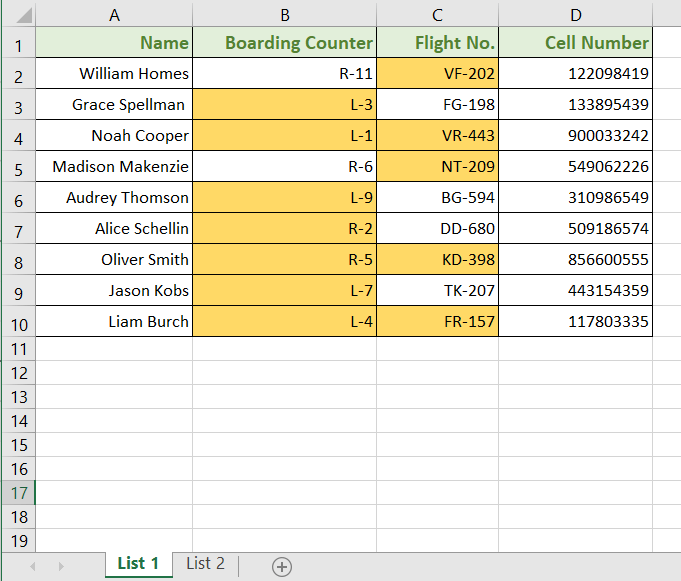 Result of Way 2: Find Matching Values in Two Worksheets in Excel