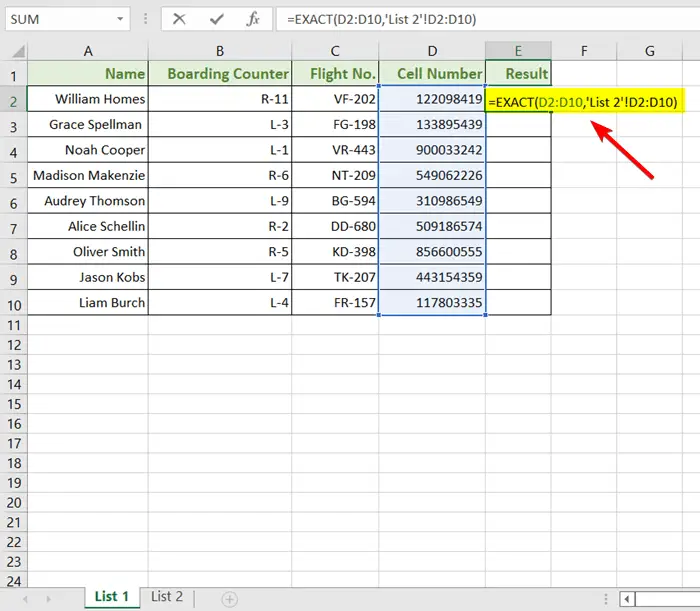 way 1: Find Matching Values in Two Worksheets in Excel