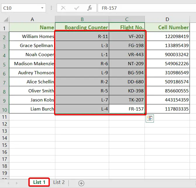 Dataset to find matching values in 2 worksheets with conditional formatting 