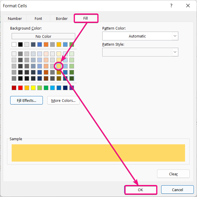 Choosing color while Using the New Rule Dialog Box to Compare Rows in Excel for Duplicates