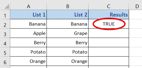 Applying logical formula with TRUE-FALSE in Excel to find similar text