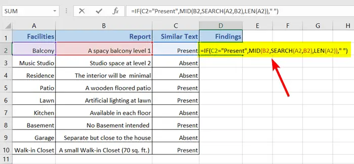 Find Similar Text In Excel Formula