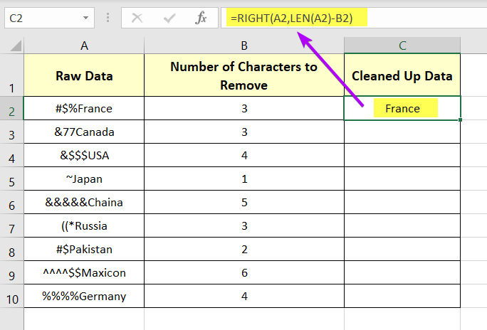 Clear Characters from Left with RIGHT & LEN Functions