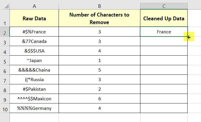 Using Fill Handle to drag the formula down in Excel