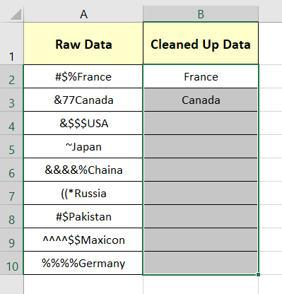 Manual input to apply Flash Fill in Excel 