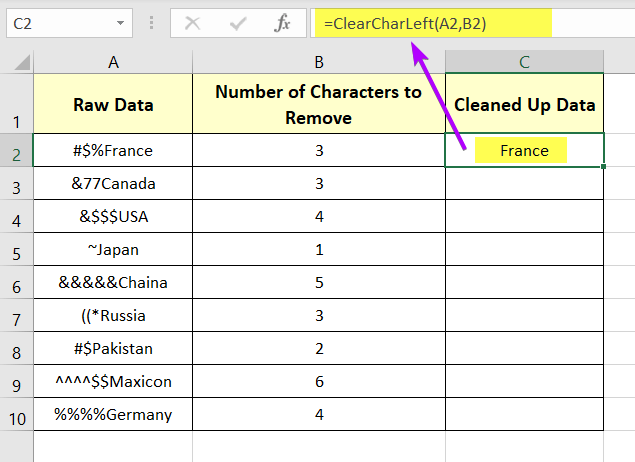 Applied the user-defined function in a cell 