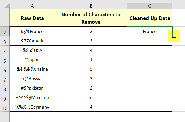 Using Fill Handle to drag the formula down in Excel