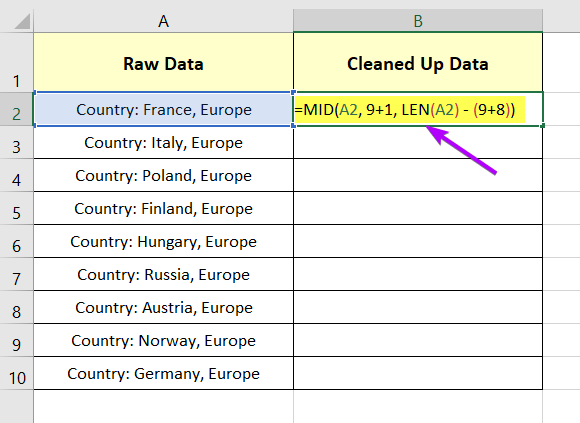 Remove Characters from Left and Right in Excel