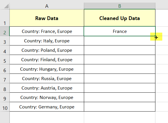 Using Fill Handle to remove characters from left