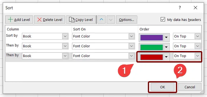 Continue this process until you are done choosing all the font colors