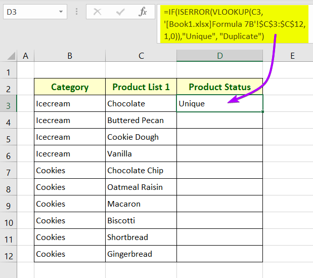 Applied formula with IF, ISERROR and VLOOKUP in Excel 