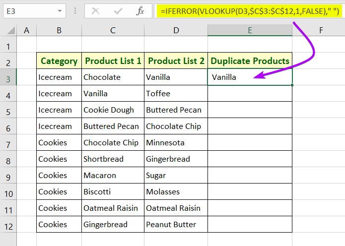 Applied formula with IFERROR and VLOOKUP for duplicate values on matches in Excel