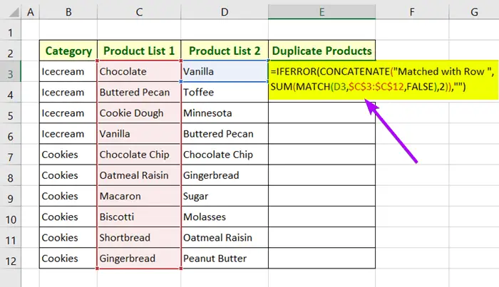 Vlookup for Duplicate Values in Excel and Return Row Numbers of the Matched Data