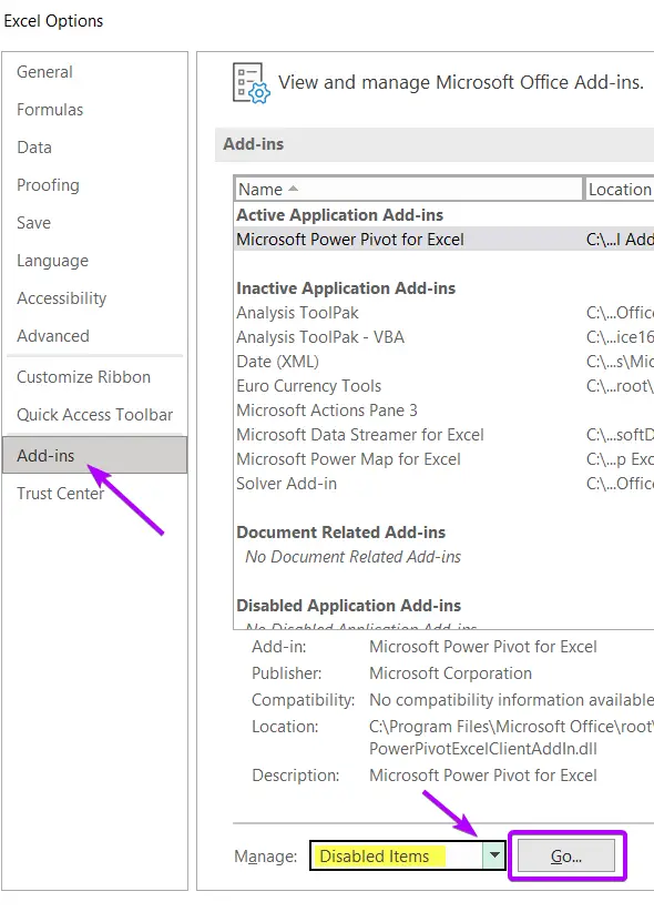 How to Enable & Disable Power Pivot Add-In in Excel