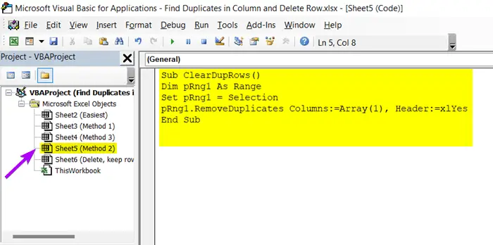 Use VBA MACROS to Find Duplicates in Columns and Delete Rows in Excel