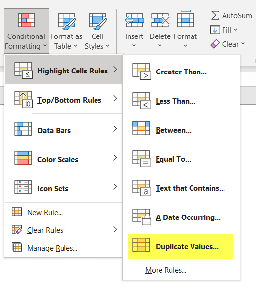 Using Conditional Formatting to Highlight Duplicates in Excel