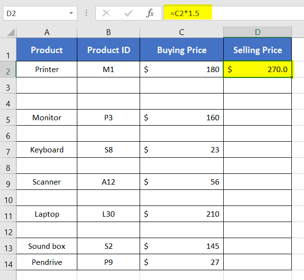 Copy a Formula in Excel with Changing Cell References but Cells Are Unadjusted