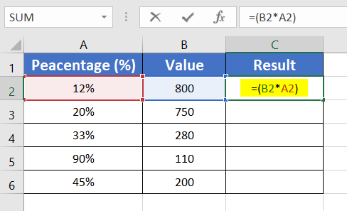Calculate Percentage of Various Numbers in Excel