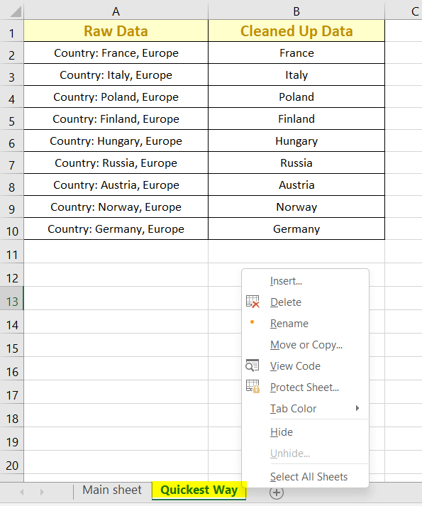 Right-click on the Quickest Way sheet tab to Copy a Formula in Excel to Another Sheet