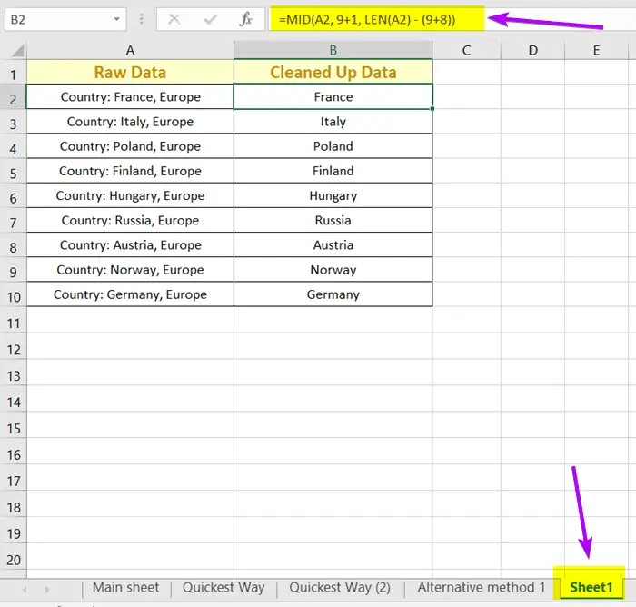 The Sheet1 has the same dataset with the same formulas in the table