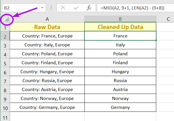 Select all cells to Copy a Formula in Excel to Another Sheet