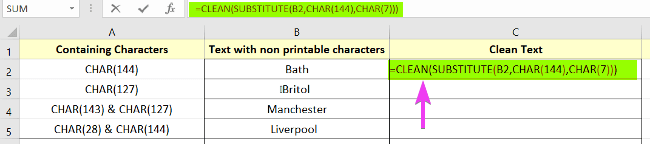 Using CLEAN and SUBSTITUTE Functions to Delete Non-printable Characters in Excel