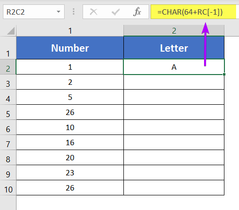 Using CHAR Function to Convert Column Number to Letter