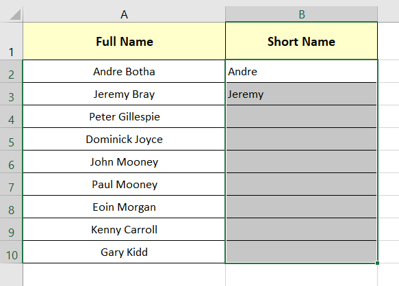 Manual input to remove characters from right to use Flash Fill