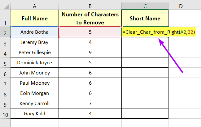Remove Characters from the Right in Excel with VBA Code