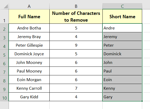 Updated result with a VBA Code in Excel