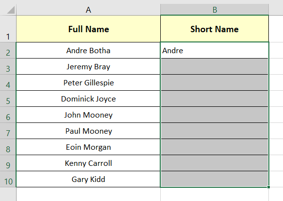 Applied the formula with RIGHT and SEARCH functions in Excel