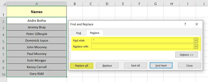 Remove Characters from the Right in Excel Using Find and Replace