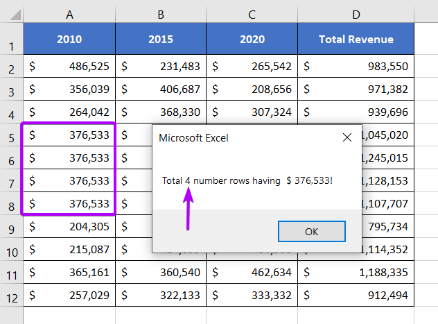 Count All Rows Having Specific Data in a Given Range