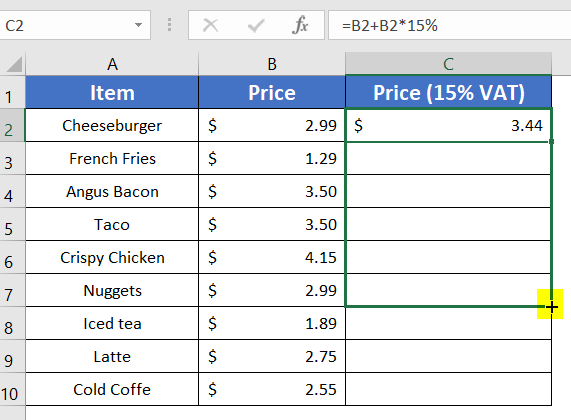 Fill Formula Down to Specific Adjacent Row in Excel