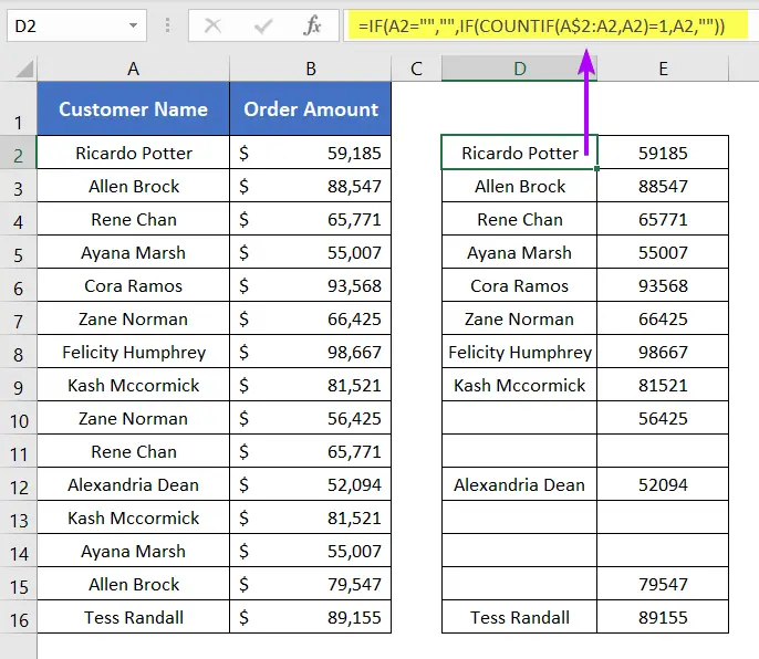 Remove Duplicates in Excel without Shifting Cells by Replacing Duplicates with Blank Cells