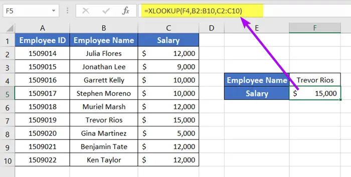 Use XLOOKUP When Lookup Value Is Not in the First Column